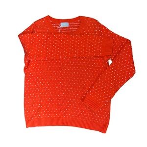 CeCe Orange Cotton Knit Sweater Size Small